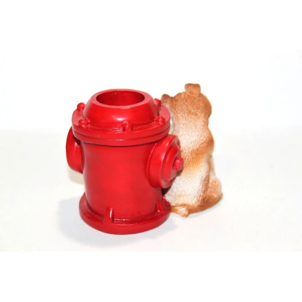 Boxer Puppy Dog Red Fire Hydrant Pencil Holder Office Desk Accessory 3.5
